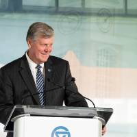 President Thomas J. Haas speaking at the Arend and Nancy Lubbers Student Services Center Dedication